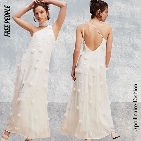 FREE PEOPLE BLOSSOM BLISS MAXI DRESS IN SNOW WHITE NWT SIZE 8 & 10 - Picture 1 of 10